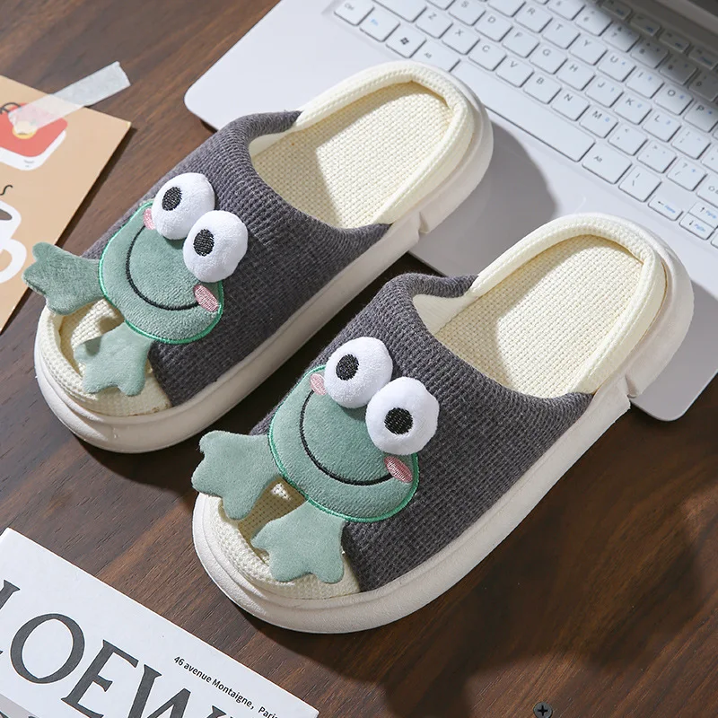 Frog Slippers for Women Spring Summer Cozy Flip Flops Platform Cloud Kawaii Cartoon Frog Woman Sandals Frog House Slipper