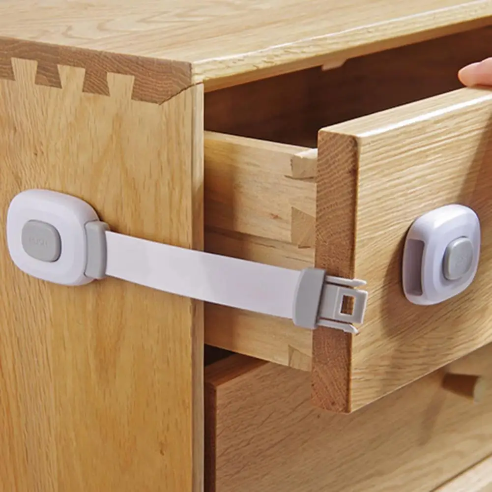 

2Pcs Great All-Purpose Drawer Cabinet Locks Baby-Proofing Supplies Furniture Strap Latches Practical Smooth Edge