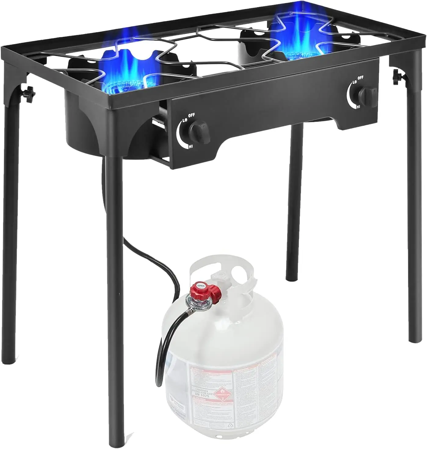 

Goplus Outdoor Camping Stove, Dual Burner Propane Gas Cooker w/Detachable Legs & 0-20 PSI Regulator CSA Approval for Camp Paito