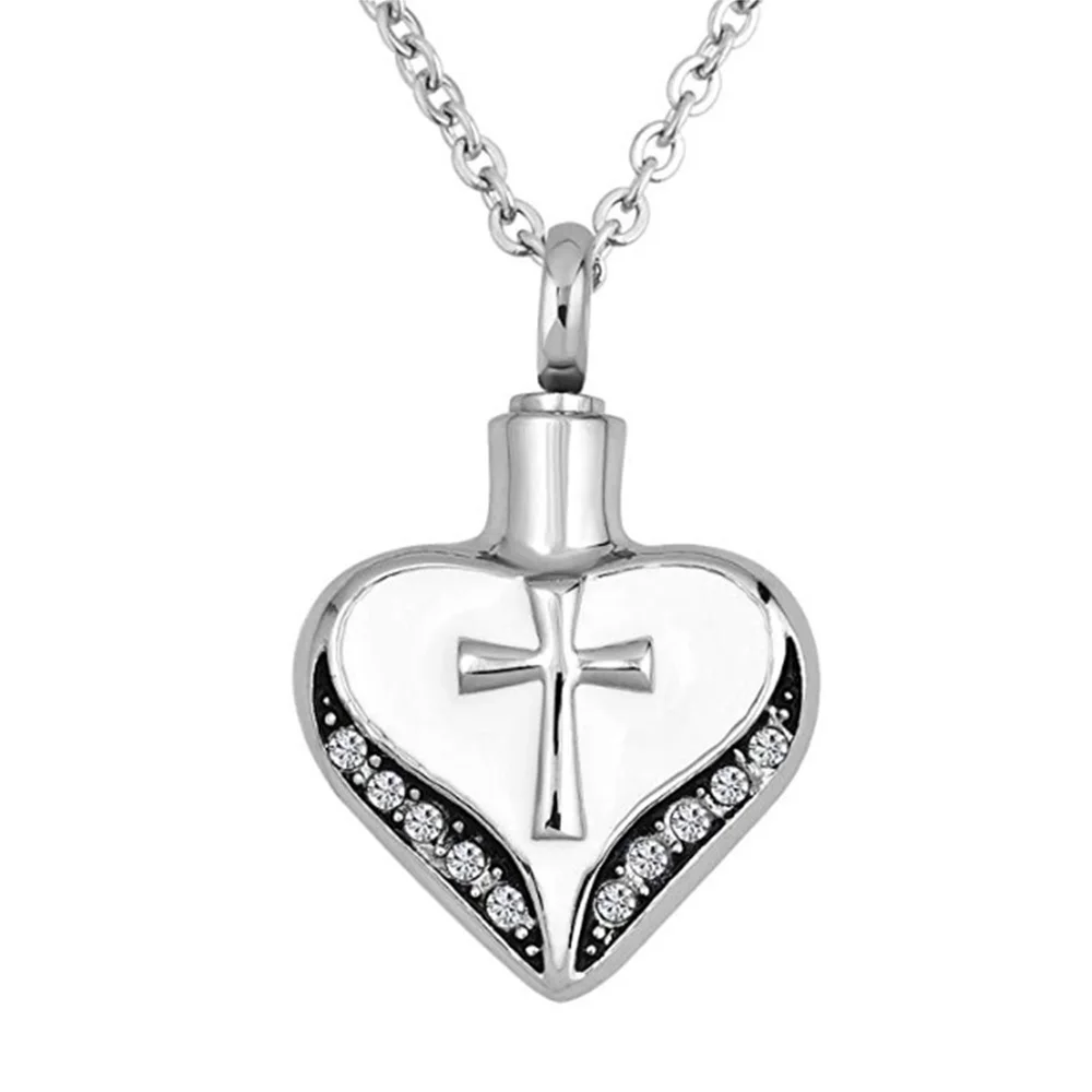 

Stainless Steel Jewelry Eternity Love Memorial Cross Cremation Pendant Urn Locket Necklace Not Turn Off Color Name Engraved