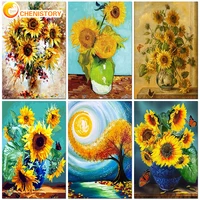chenistory oil painting by number sunflower hand painted paintings gift diy pictures by numbers drawing on canvas home decor