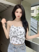 bow sweet irregular strapless summer style top fashion blouses 2022 cheap vintage clothes for women female clothing harajuku