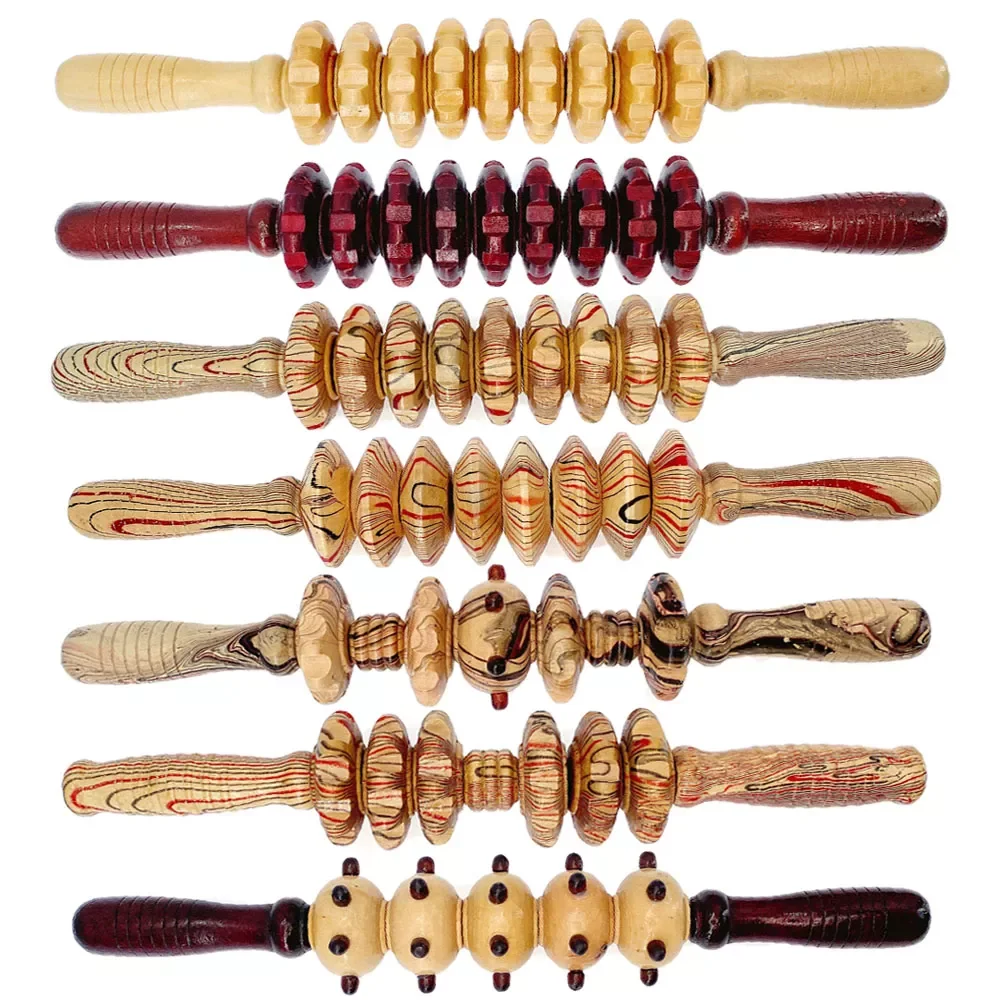 

Exercise Roller Nine Fine Wheel Shaft Whole Body Massage Roller Pounded Waist Back Massage Neck Leg Wooden Massager
