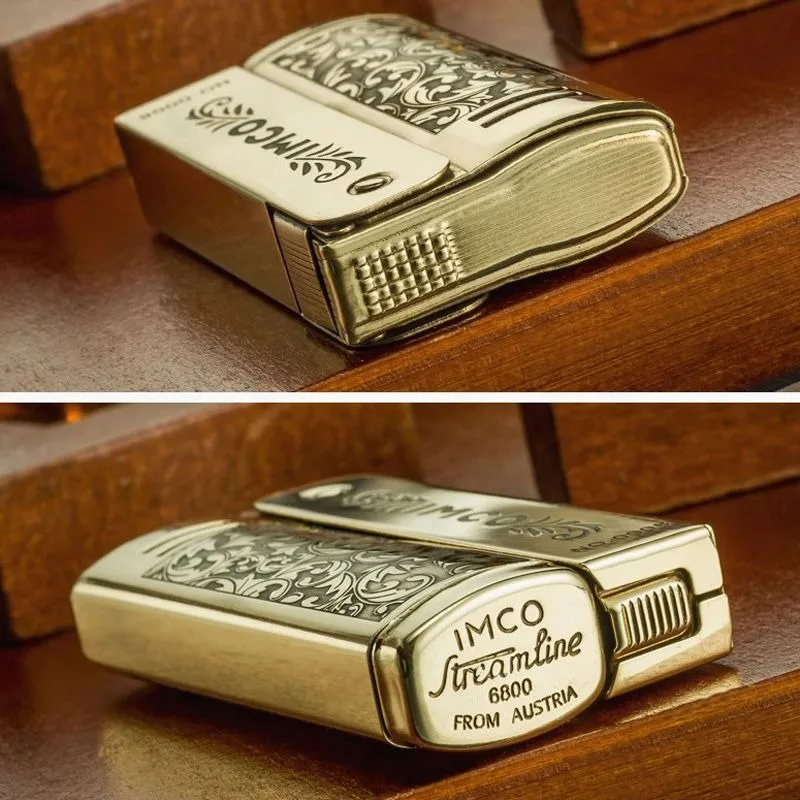 Оригинальная зажигалка IMCO Retro Deep Carving Brass, ветрозащитная, с креативным дизайном, винтажная, с шлифованным колесом, для мужчин, коллекционные подарки (art.: 3920d4fd683ef) - 3920d4fd683ef