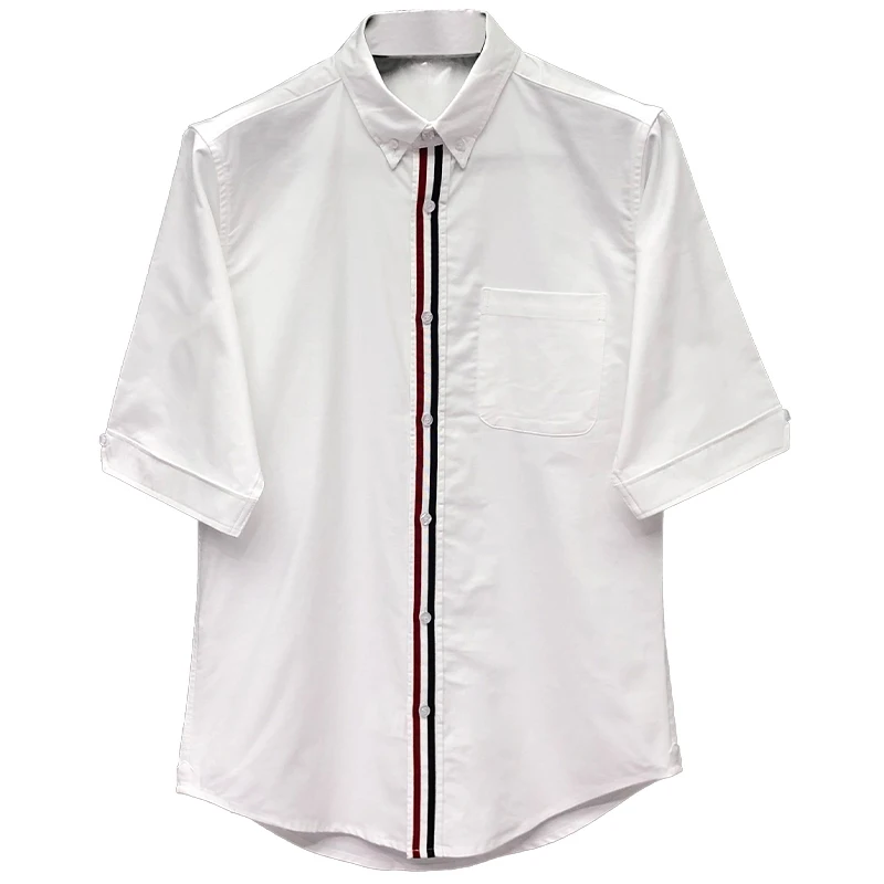 TB THOM Men's Short Sleeve Dress Shirt Solid Slim Fit Casual Business Formal Button Up Shirts with Pocket Classic Men’s Shirt