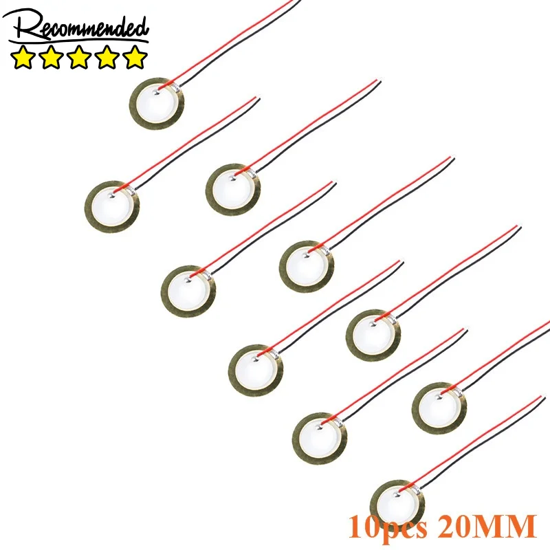 

10Pcs Piezoelectric Piezo Ceramic Wafer Plate Dia 20mm For Buzzer Loudspeaker Sensor with Wire