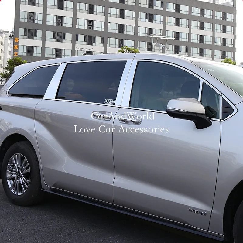 

Stainless Car Window Center Pillar Strips Door A\B\C Conlunm Protector Trims Cover Accessories For Toyota Sienna XL40 2021 2022
