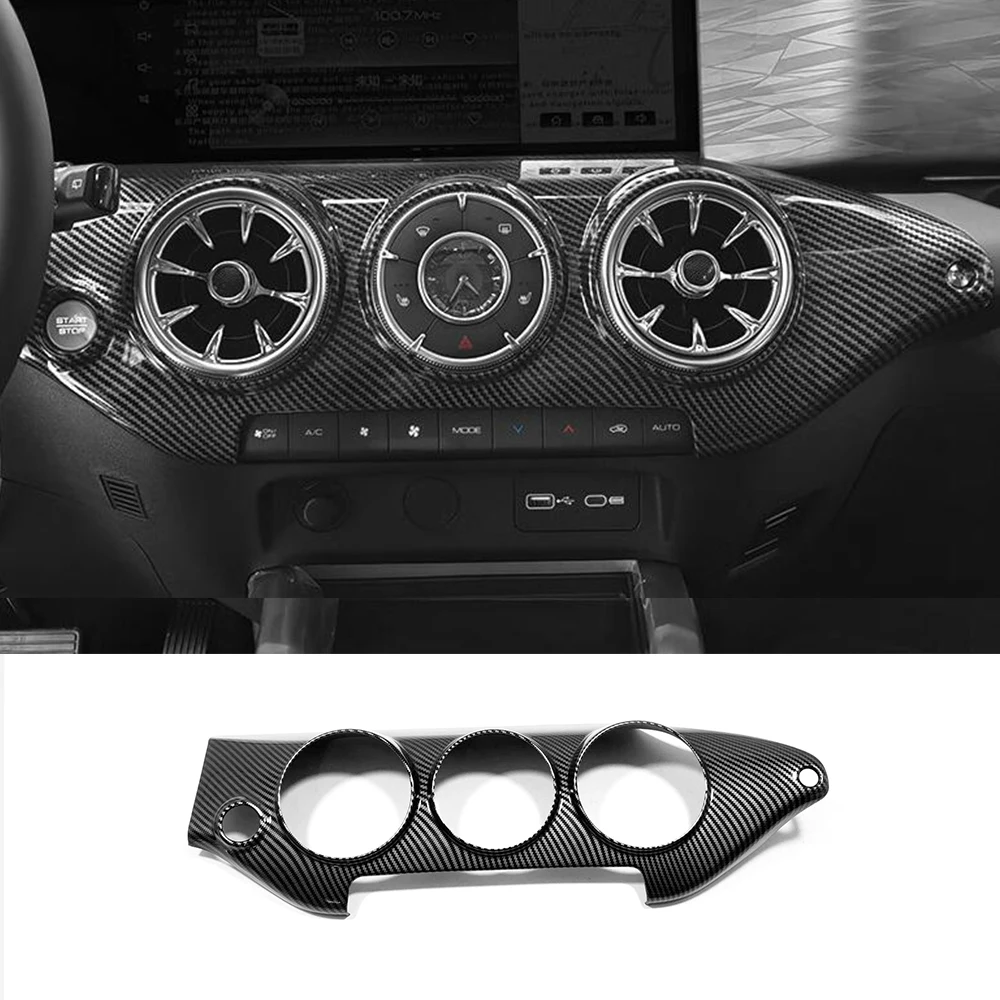 Для GWM Great Wall Tank 300 2021 2022, карбоновый черный автомобильный средний воздухозаборник, декоративная рамка, декоративная крышка, отделка, аксессуары для интерьера