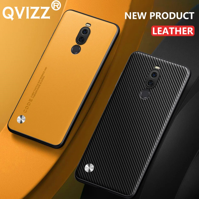 

Leather Case for Meizu X8 Luxury Carbon Fiber Frosted Armor Shockproof Soft Silicone Edges Hard Back Phone Cover MeizuX8