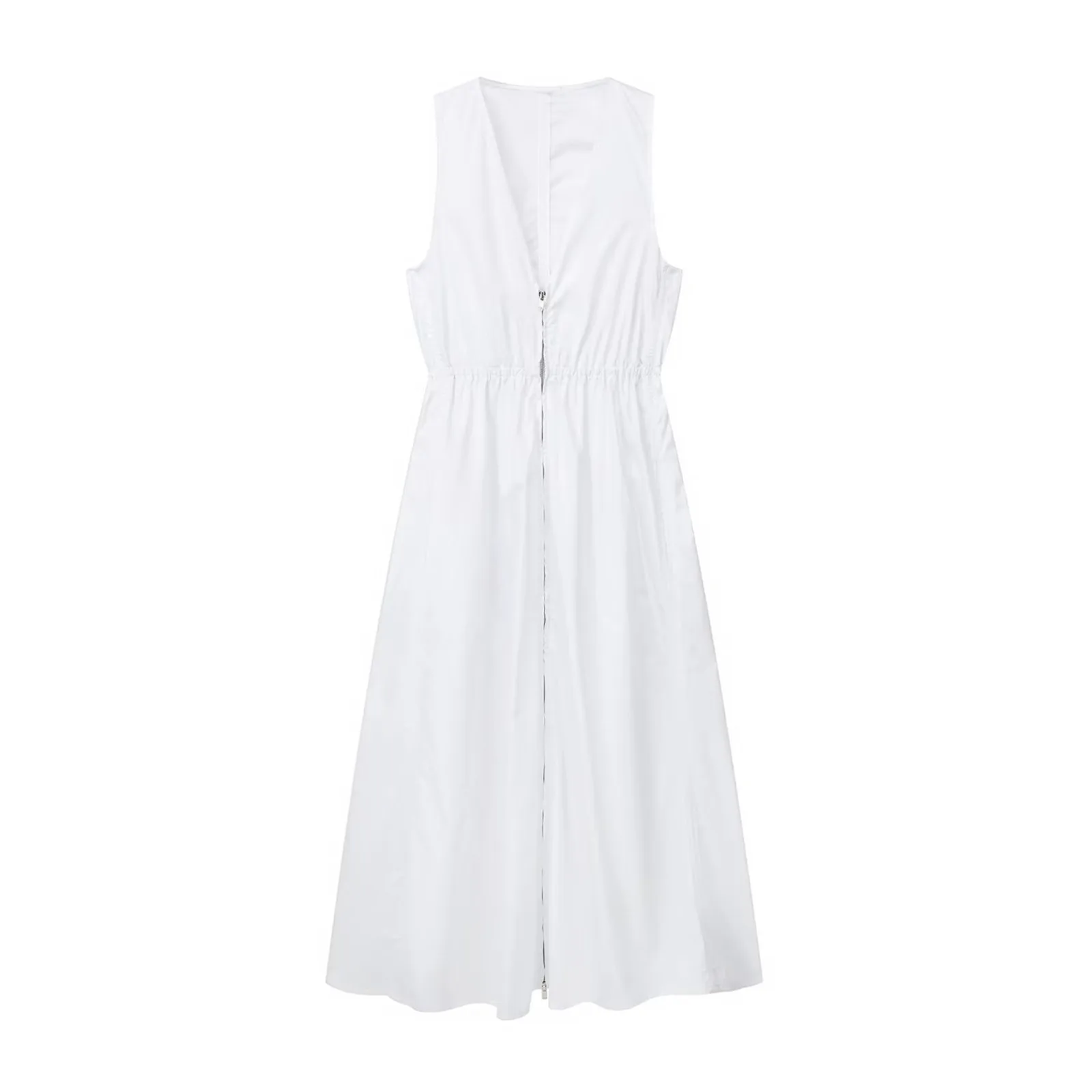 

Хлопковое однотонное летнее платье, повседневные свободные платья на молнии с V-образным вырезом, праздничное дышащее пляжное платье, халат для женщин