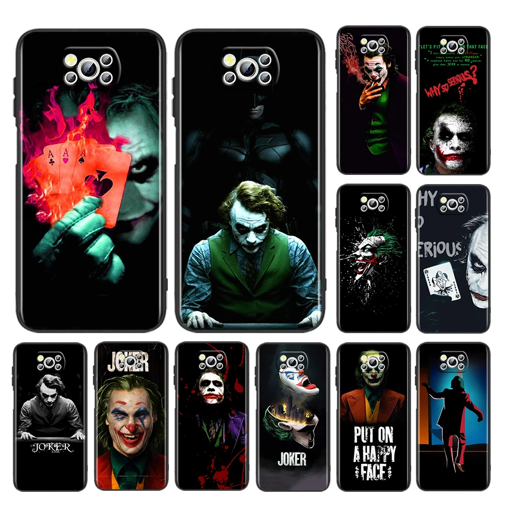 

DC Hot Art Joker Movie Case For Xiaomi Mi Poco X4 X3 NFC F4 F3 GT M5 M5s M4 M3 Pro C40 C3 5G Soft Black Phone Cover Core Capa