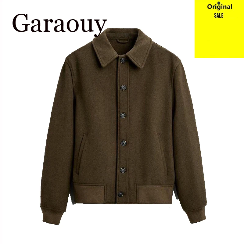 Оригинальное качество осенне-зимняя куртка мужская шерстяная приталенная с