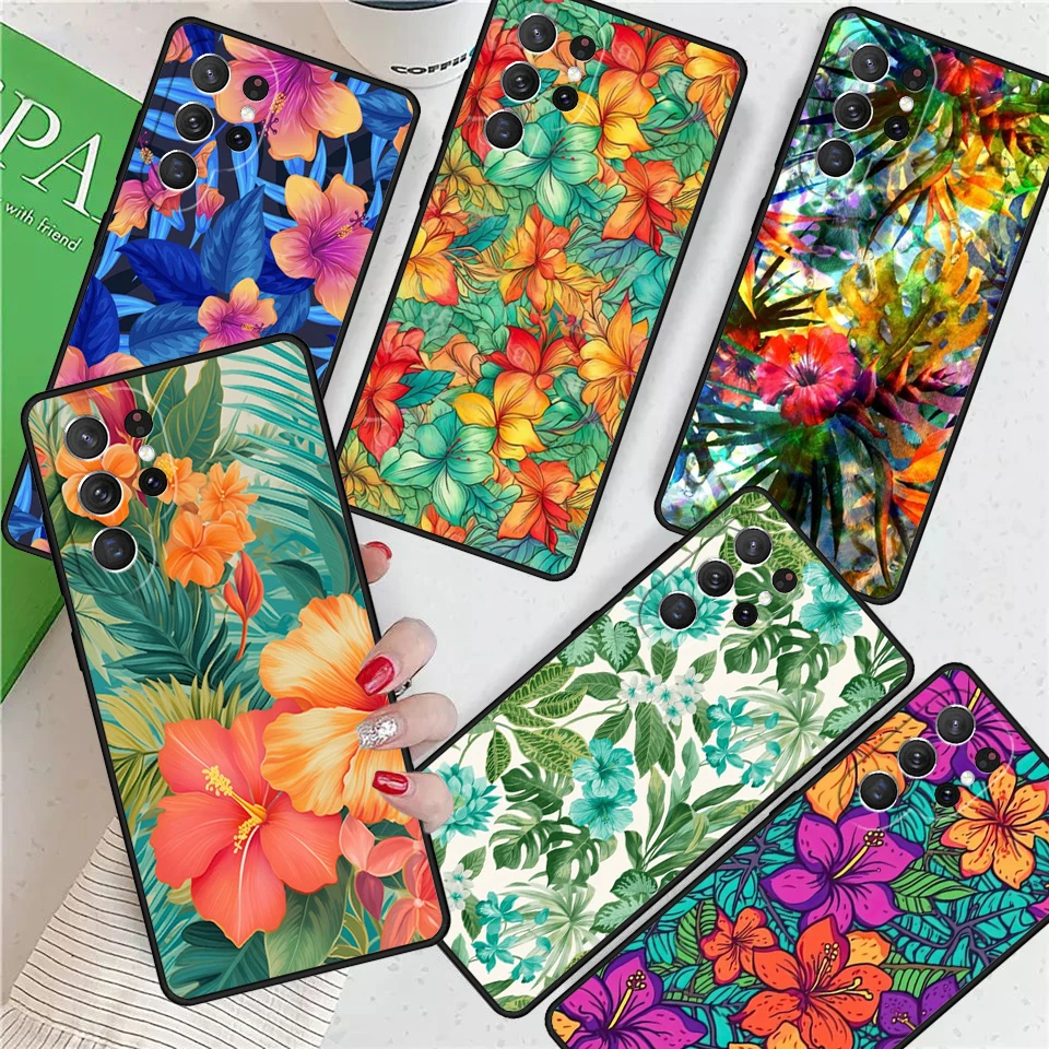 Тропический узор aloha Hibiscus для Samsung Galaxy S24 Ultra S21 S22 S8 S9 S10 5G Note 10 20 Plus FE S23 чехол
