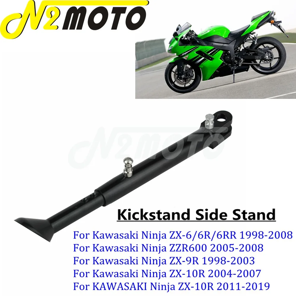

Motorcycles CNC Aluminum Adjustable Kickstand Side Stand Kit For KAWASAKI Ninja ZZR600 ZX-9R ZX-10R ZX-6 ZX-6R ZX-6RR Kick Stand