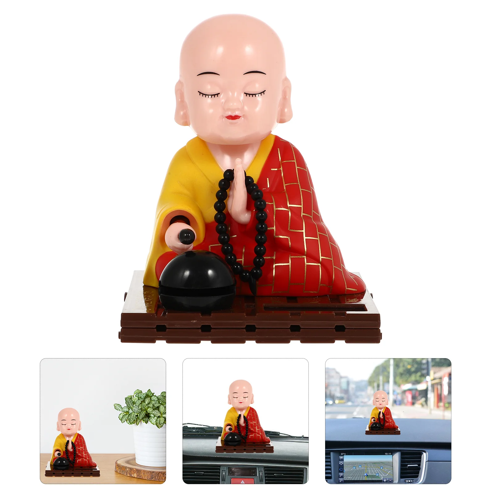 

1pc Solar Crafts Figurine Solar Dancer Figure Desktop Ornament Monk Sculpture Zen