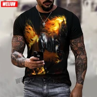 2022 summer 3d print t shirt mens flam horse short sleeve breathable anime the most popular flame 3d t shirt