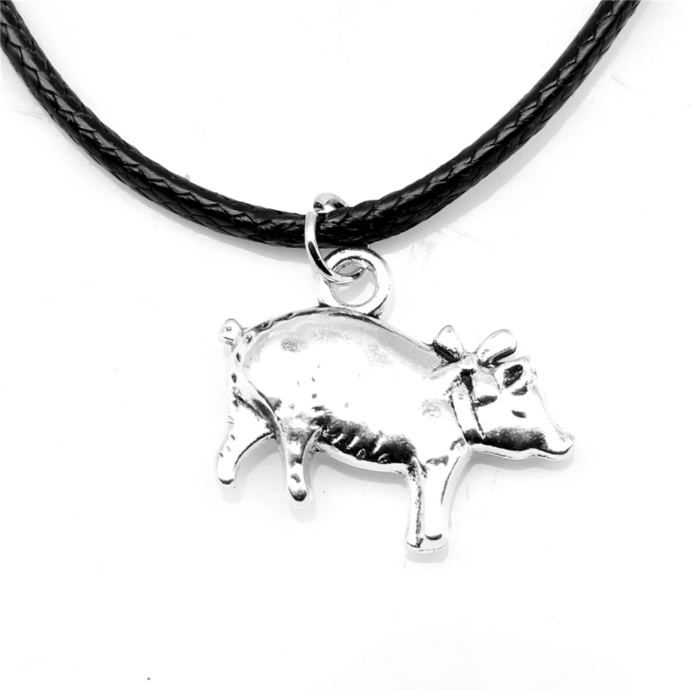 

1pcs Antique Silver Color 17x20mm Pig Necklace Handmade Jewerly Diy