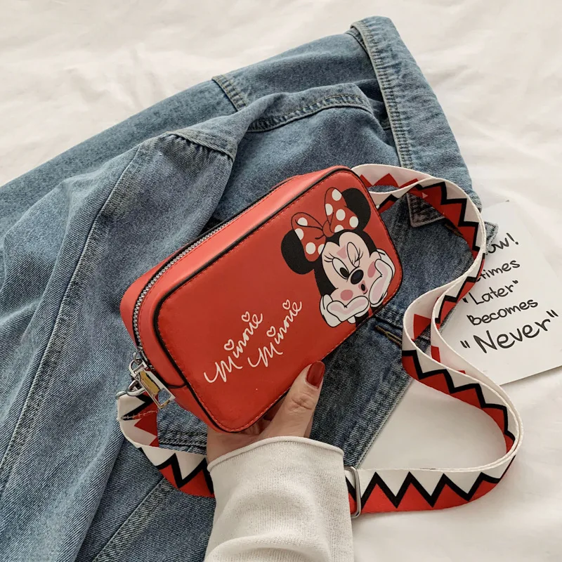 Disney Women Bag Girls Shoulder Bag Crossbody Bag Cute Cartoon Mickey Mouse Donald Duck Print Baby Phone Bag Mini Coin Purse