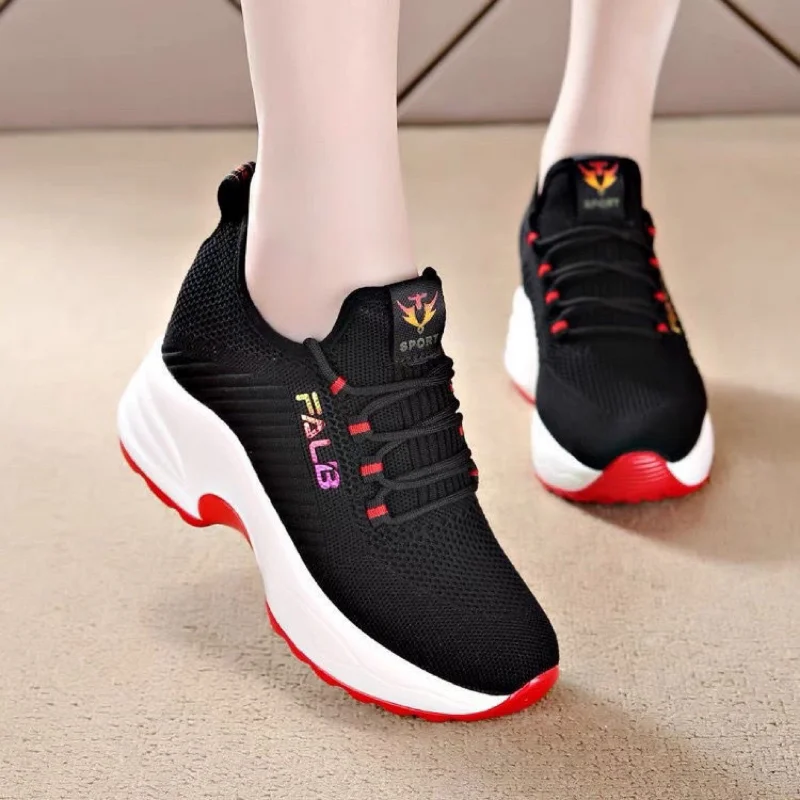 

Women Platform Sneakers Casual Trainers thick-soled shoes Heels sloping heel Breathable internal height increase women's boots