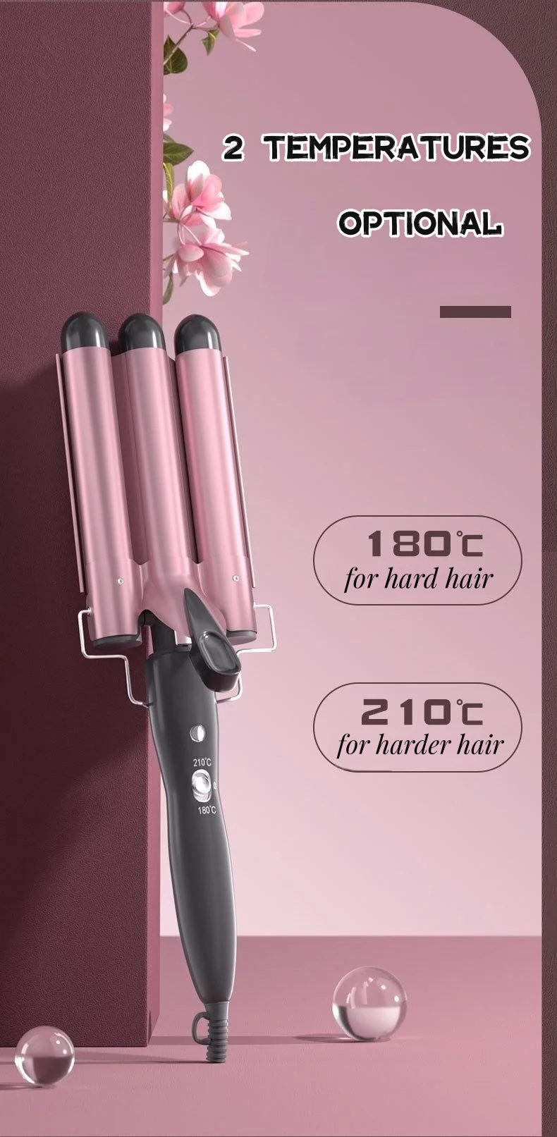 

Бигуди с отрицательными ионами для домашнего использования, керамические ионные бигуди с большой волной, автоматическая плойка с тремя цилиндрическими волнами, бигуди для волос