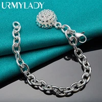 urmylady 925 sterling silver firework coral pendant bracelet for women fashion wedding charm engagement jewelry