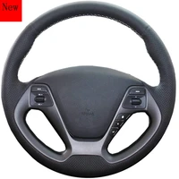 hand stitched leather car steering wheel cover for kia k3 2013 k2 rio 2015 2016 ceed 2012 2017 cerato 2013 2017 accessories