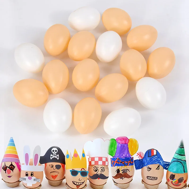 

10pcs Plastic Easter Eggs DIY Craft Unfinished Simulation Fake Eggs Kids Painted Egg for Home Happy Easter Party Decoration Toys