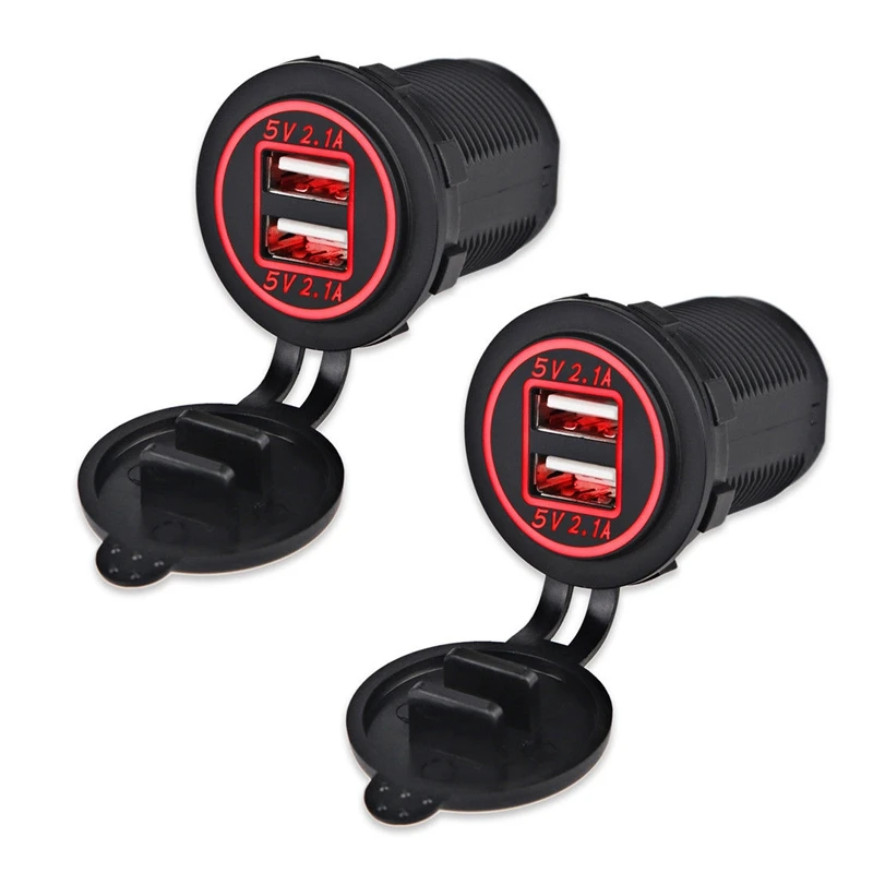 

Зарядное устройство для автомобиля, мотоцикла, 2x5 В, 4,2 А, 2USB-порта