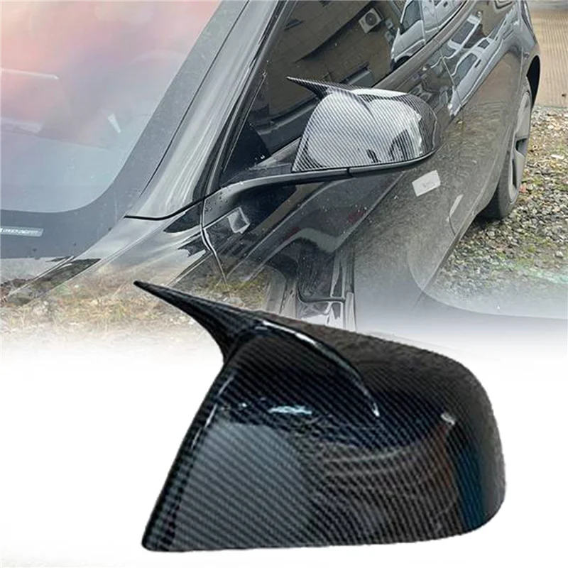 

Modified Ox Horn Rearview Mirror Cover Case for Tesla 3 2017-2022 Replacement Mirror Shell Caps Car Styling