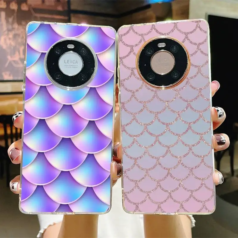 

FHNBLJ Mermaid Fish Scale Phone Case for Samsung S21 A10 for Redmi Note 7 9 for Huawei P30Pro Honor 8X 10i cover