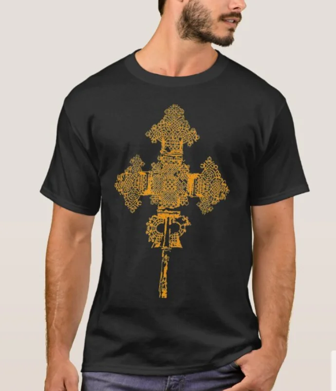 

Ethiopian Orthodox Church Cross T-Shirt. Summer Cotton Short Sleeve O-Neck Mens T Shirt New S-3XL