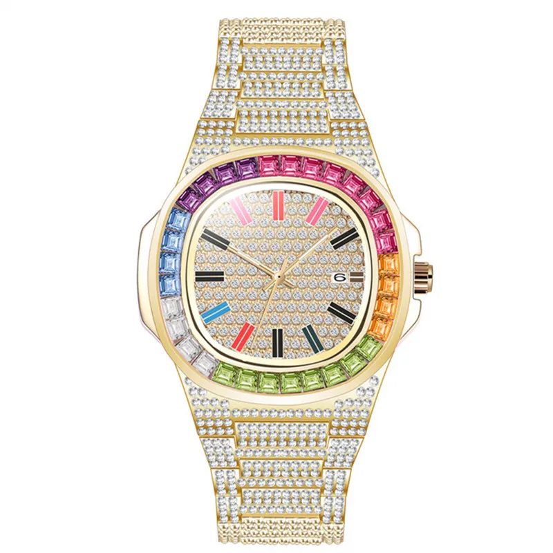 

2022 Top Quality Golden Diamond Nautilus Style Men's Hip Hop Luxury Band Simple Gifts Business Date Quartz Watch