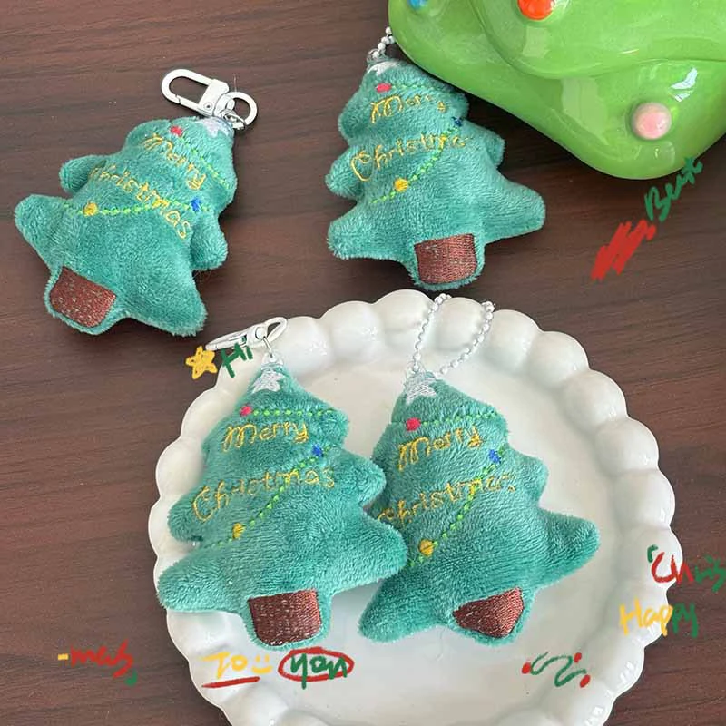 Плюшевая рождественская елка милый кулон кукла с вышивкой рождественский