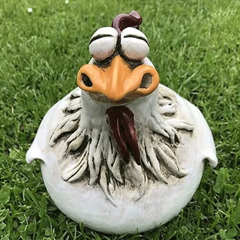 

Funny Big-Eyes Hen Sculpture Resin Crafts Chicken Sculpture Ornament Fence Statue Outdoor Garden Decoration Christmas Decoration