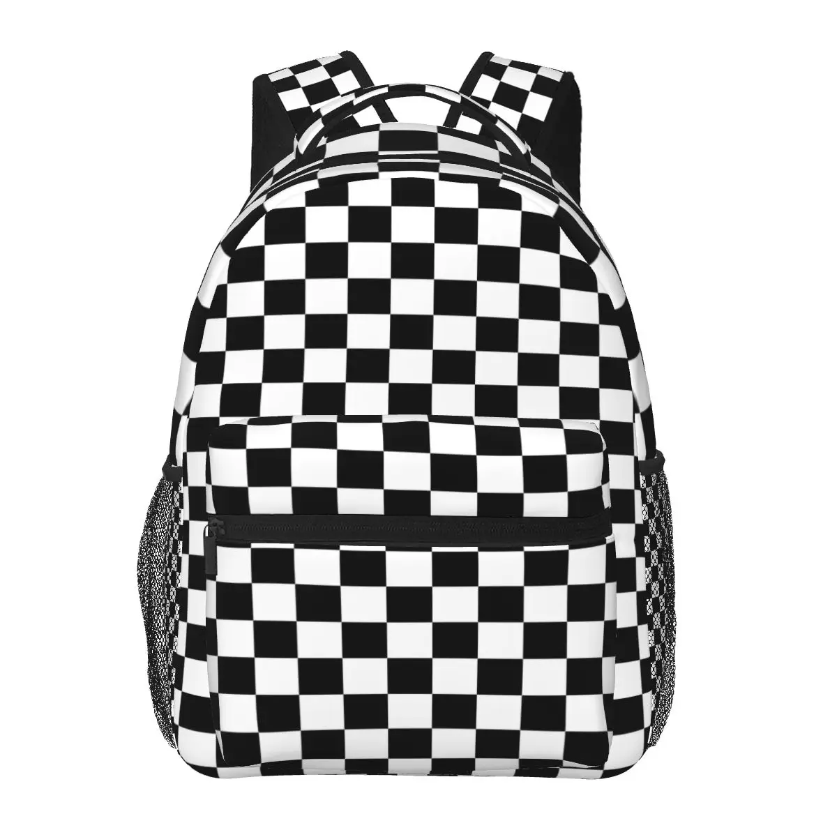 

Двухцветный рюкзак унисекс для учеников, большие черные и белые шахматные рюкзаки из полиэстера, милые школьные ранцы для старших классов, повседневный индивидуальный рюкзак