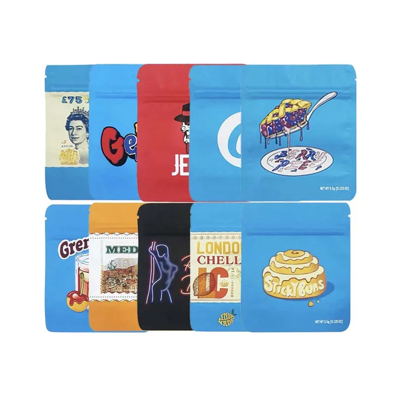

3.5g Smell Proof Flower Packaging Mylar Bag Mix Aluminum Foil Edible Ziplock Cherry Gelato Spice Herbs Storage Stand Up Pouches