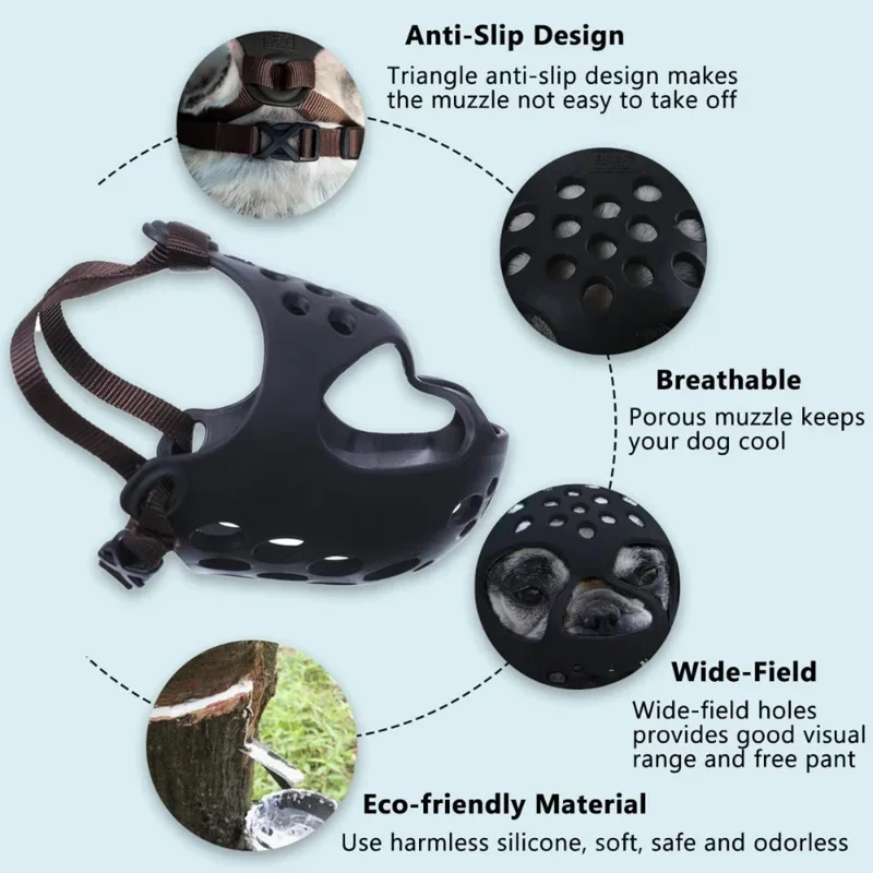 Намордник для собак с короткой мордой Мягкий силиконовый намордник кусания