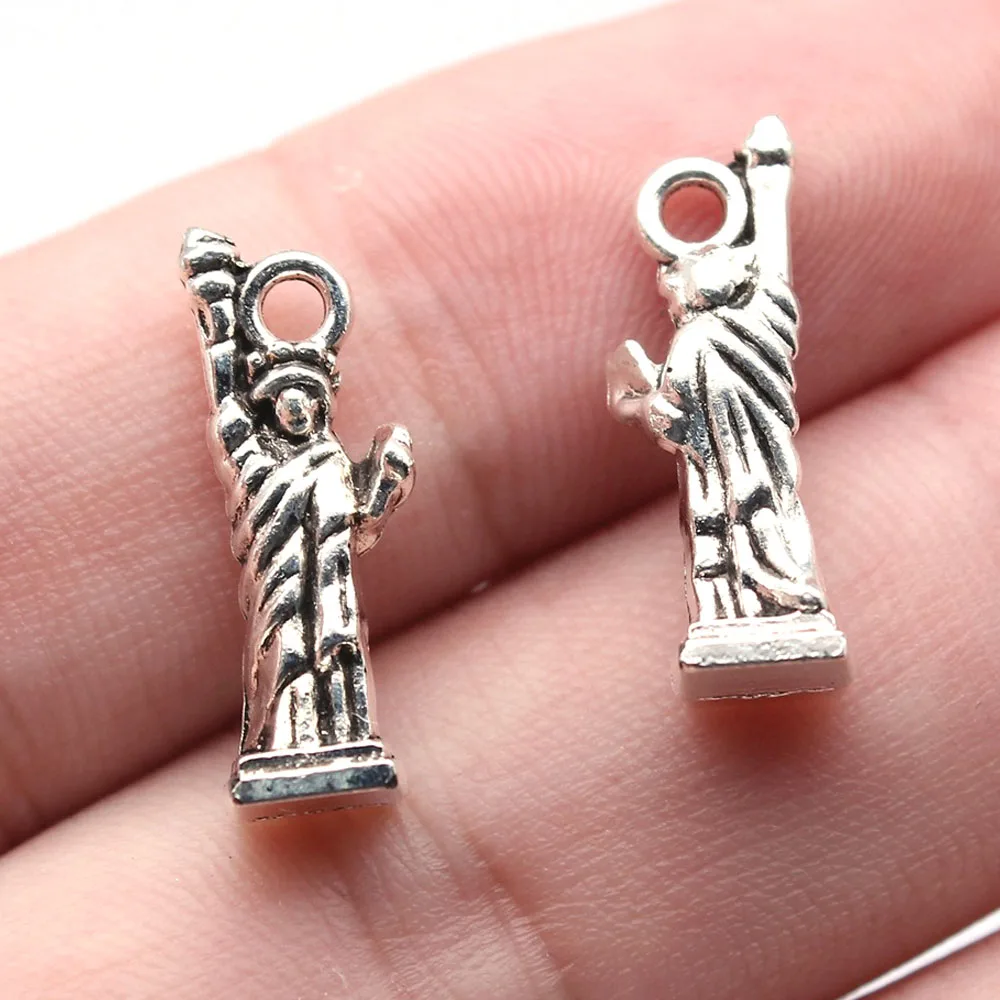 

10Pcs 7x20mm Alloy Antique Silver Color Statue of Liberty Charms Designer Charms Fit Jewelry Making DIY Jewelry Findings