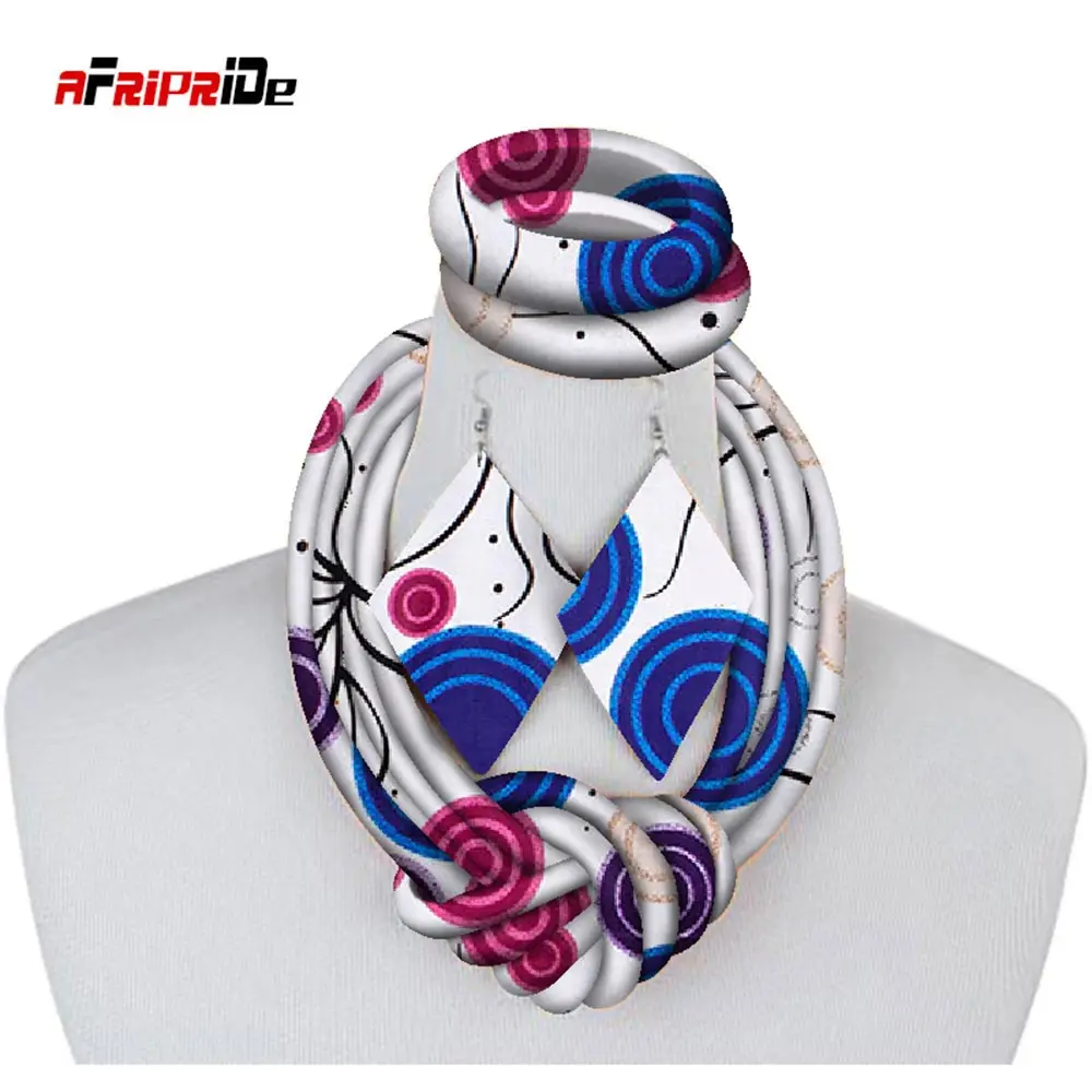 Ожерелье и серьги из ткани Анкары 3 шт