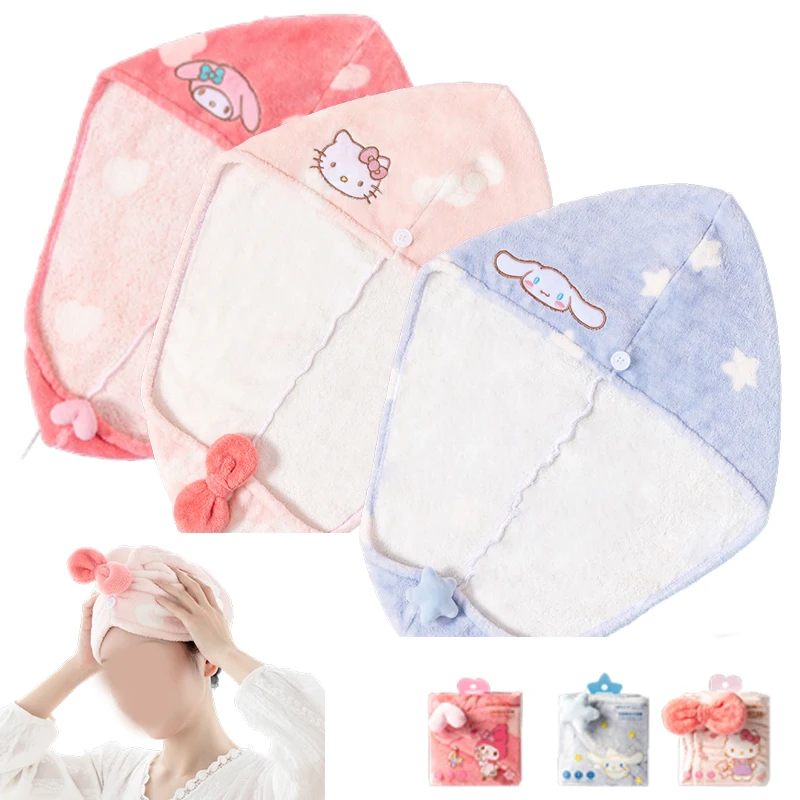 

Kawaii аниме Cinnamoroll My Melody Kittys графический принт мягкое банное полотенце в абсорбирующей шапочке для волос