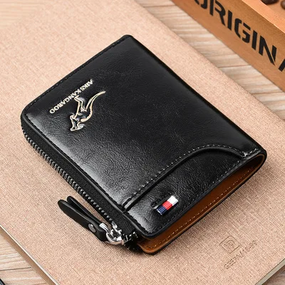 

RFID Blocking Vintage Business Kangaroo Credit Card Holder Case Anti-Theft Clutch Short Men's Leather Wallet Large Capacity