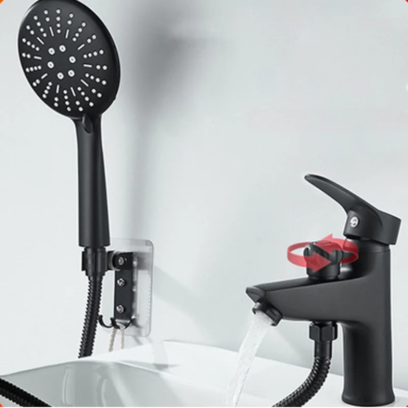 Luxury Brass Basin Faucet Set Bathroom Bathtub Shower with Handheld Head Hot And Cold Water Mixer for Hair Wash