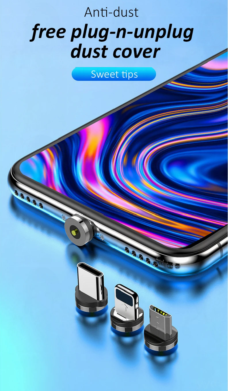 Магнитный светодиодный кабель Micro USB 2 м для Samsung Android Type-c зарядка iPhone 11 12 XS XR провод