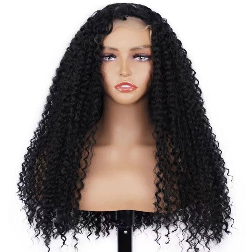 

Кудрявые передние парики на сетке для чернокожих женщин, синтетические парики с водяной волной, предварительно выщипанные с детскими волос...