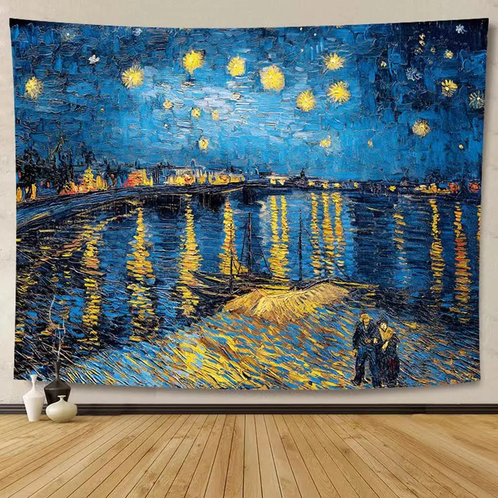 

Van Gogh Art Abstract Tapestry Hippie Vintage Home Habitacion Aesthetics Room Decor Wall Hanging Backdrop Cloth Bedroom Dorm