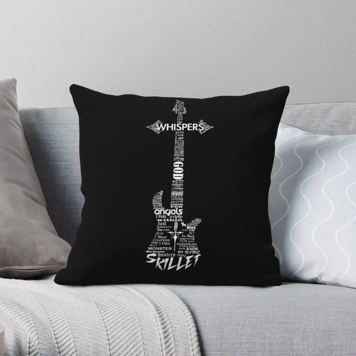 

Skillet Guitar Pillowcase Polyester Linen Velvet Printed Zip Decor Throw Pillow Case Sofa Seater Cushion Cover
