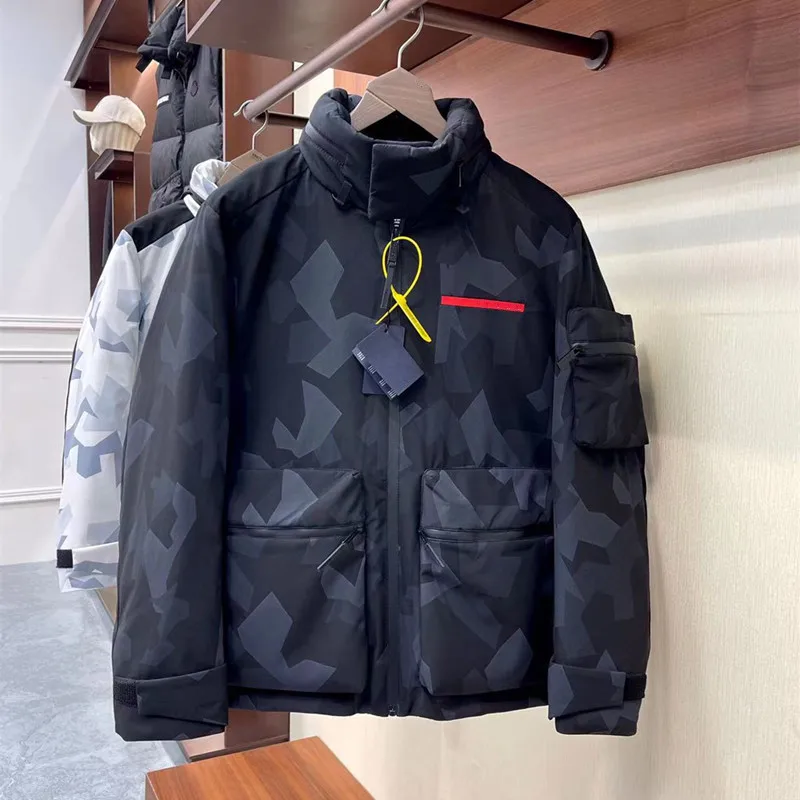 Hooded Down Jacket Autumn and Winter New Camouflage Printing Thick Warm Casual Stand Collar Fashion Trend for Warmth