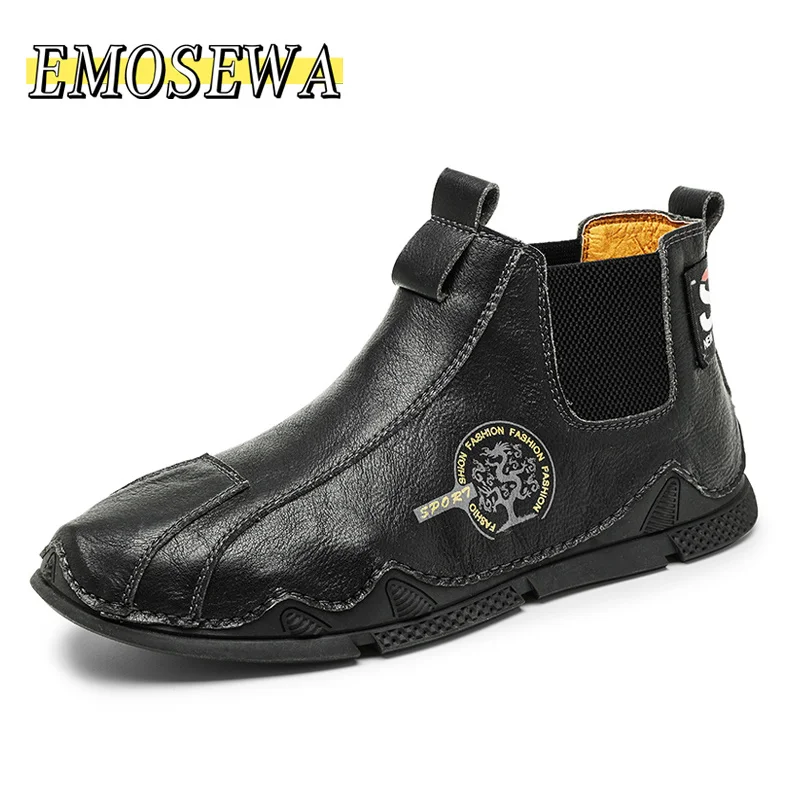 

Зимние мужские ботинки из натуральной кожи, мужские рабочие зимние ботинки, Западные Ботинки, водонепроницаемые мужские ботинки