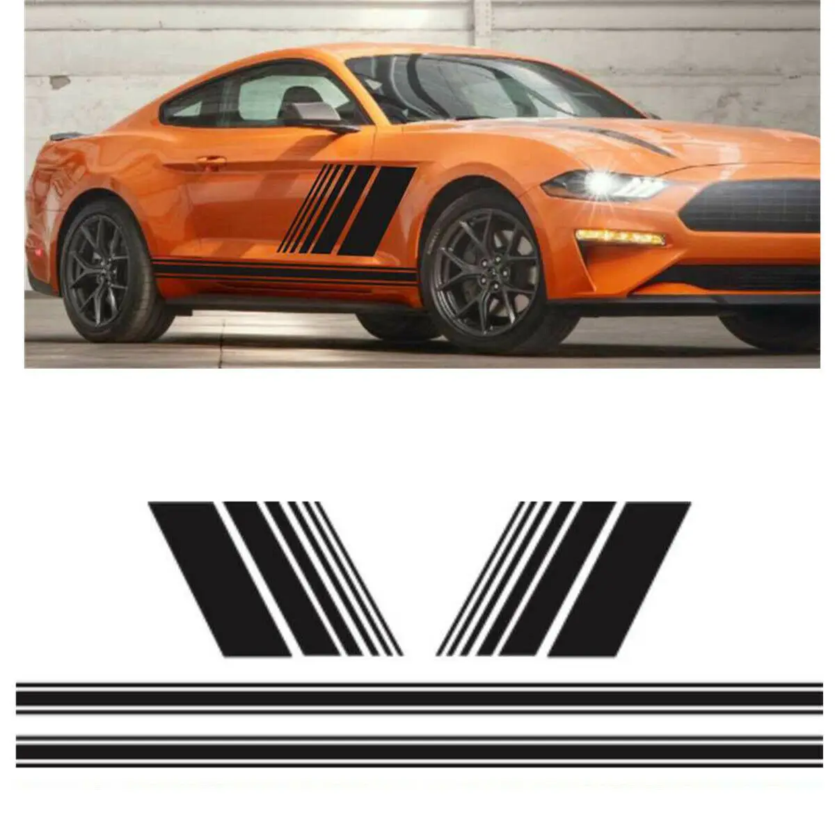 

Racing Sport Car Body Door Side Decals Vinyl Stripes Stickers Left+Right 1 Set