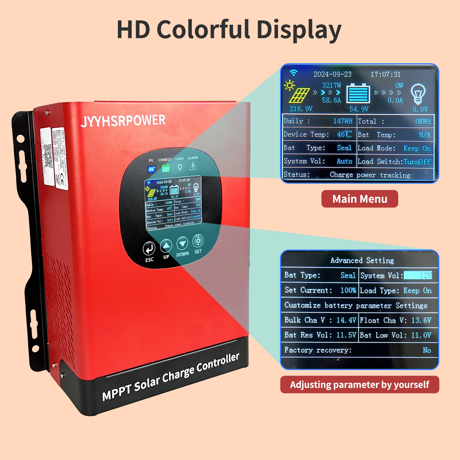 

HXCONTROLLER WiFi Солнечный контроллер заряда 80А 12-96В